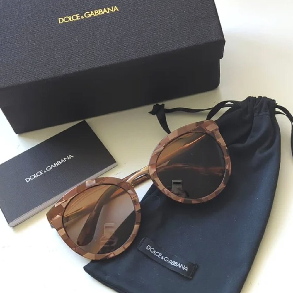 Dolce & Gabbana D&G Brown Tortoise Shell Rose Gold Sunglasses Shades